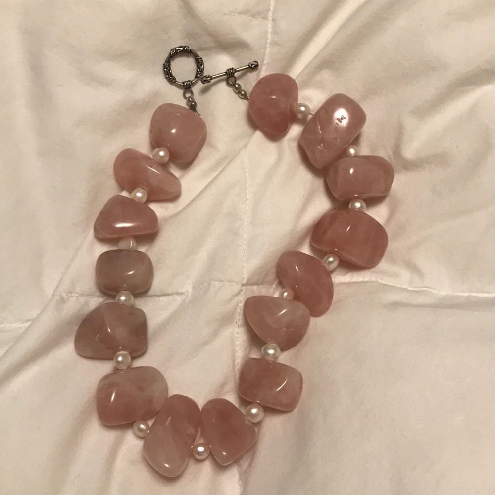 Hand Crafted Pink Quartz & Pearl Necklace